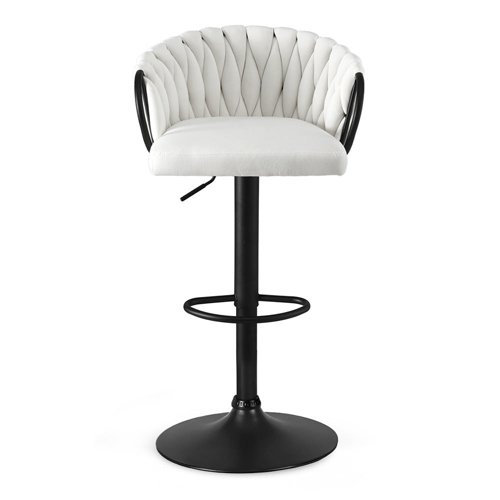 Bar Stool – Adjustable Velvet Seat, Ivory Woven Design