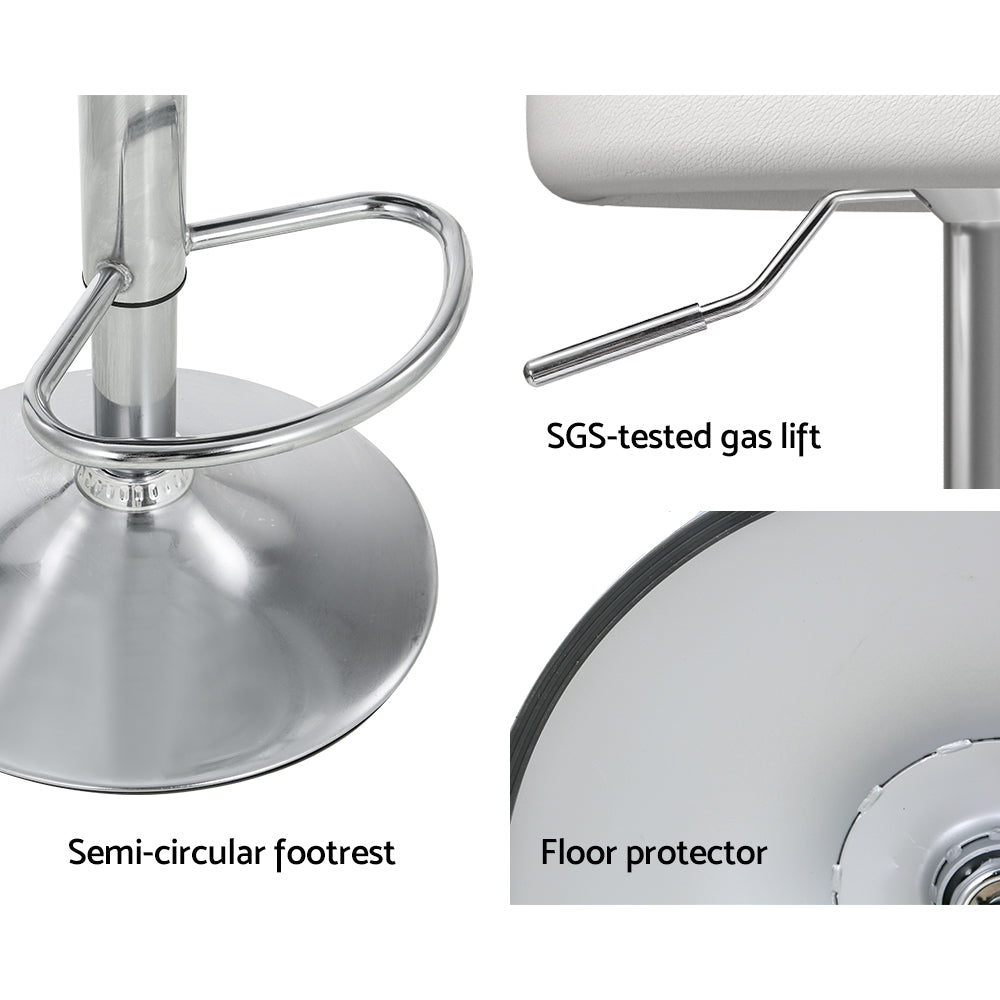 TWSC 2x Bar Stools PU Leather Gas Lift White