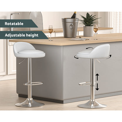 TWSC 4x Bar Stools PU Leather Gas Lift White