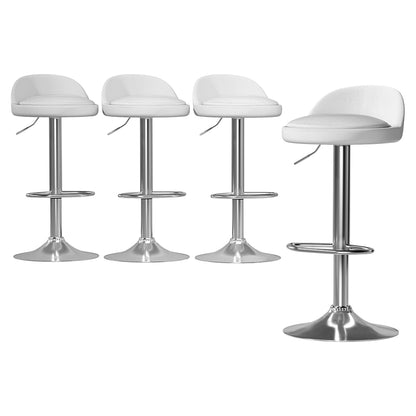 TWSC 4x Bar Stools PU Leather Gas Lift White
