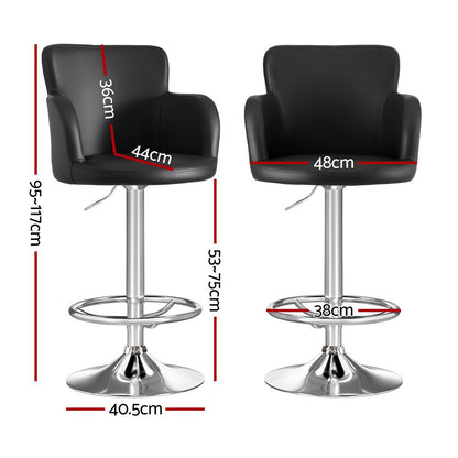 TWSC 3x Bar Stools Counter Chairs Swivel Adjustable Tub PU Leather Black