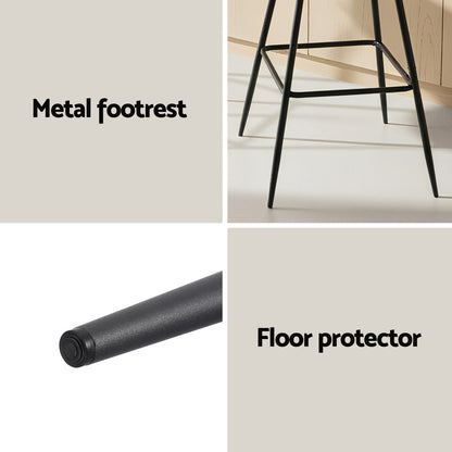 TWSC 2x Bar Stools Kitchen Dining Chair Counter Stool Diamond PU Leather Black