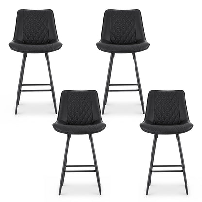 TWSC 4x Bar Stools Kitchen Dining Chair Counter Stool Diamond PU Leather Black