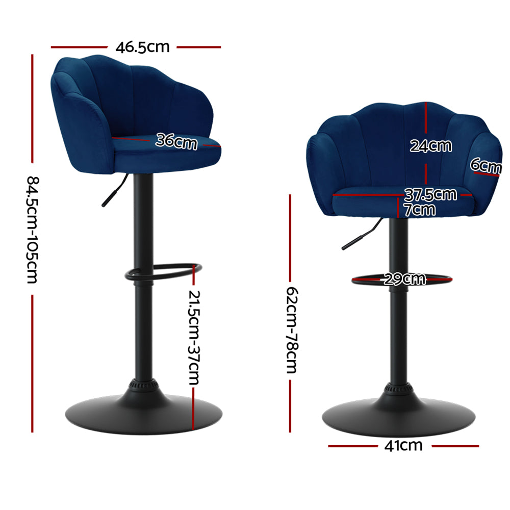 Artiss 2x Bar Stools Gas Lift Velvet