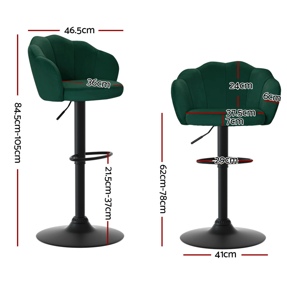 Artiss 2x Bar Stools Gas Lift Velvet