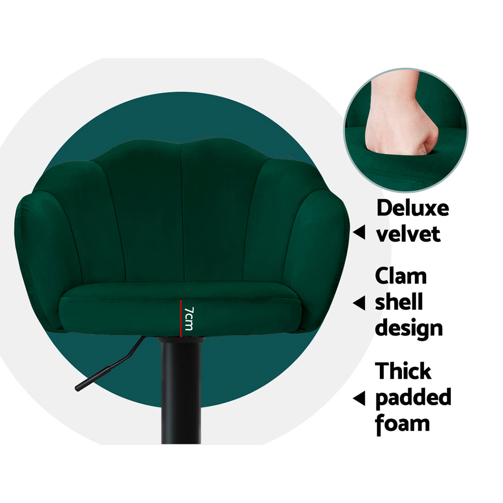 Artiss 2x Bar Stools Gas Lift Velvet