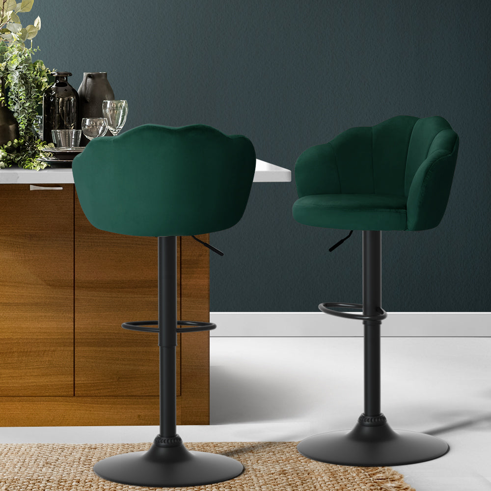 Artiss 2x Bar Stools Gas Lift Velvet