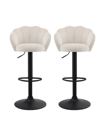 Artiss 2x Bar Stools Counter Chair Adjustable Shell Backrest Velvet Nessah Ivory