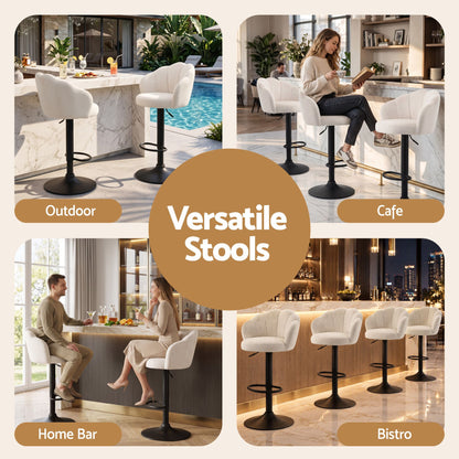 Artiss 4x Bar Stools Counter Chair Adjustable Shell Backrest Velvet Nessah Ivory