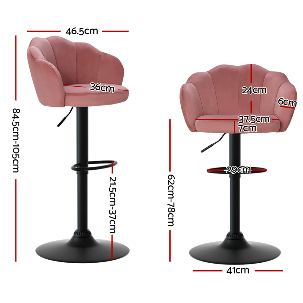 Artiss 2x Bar Stools Gas Lift Velvet