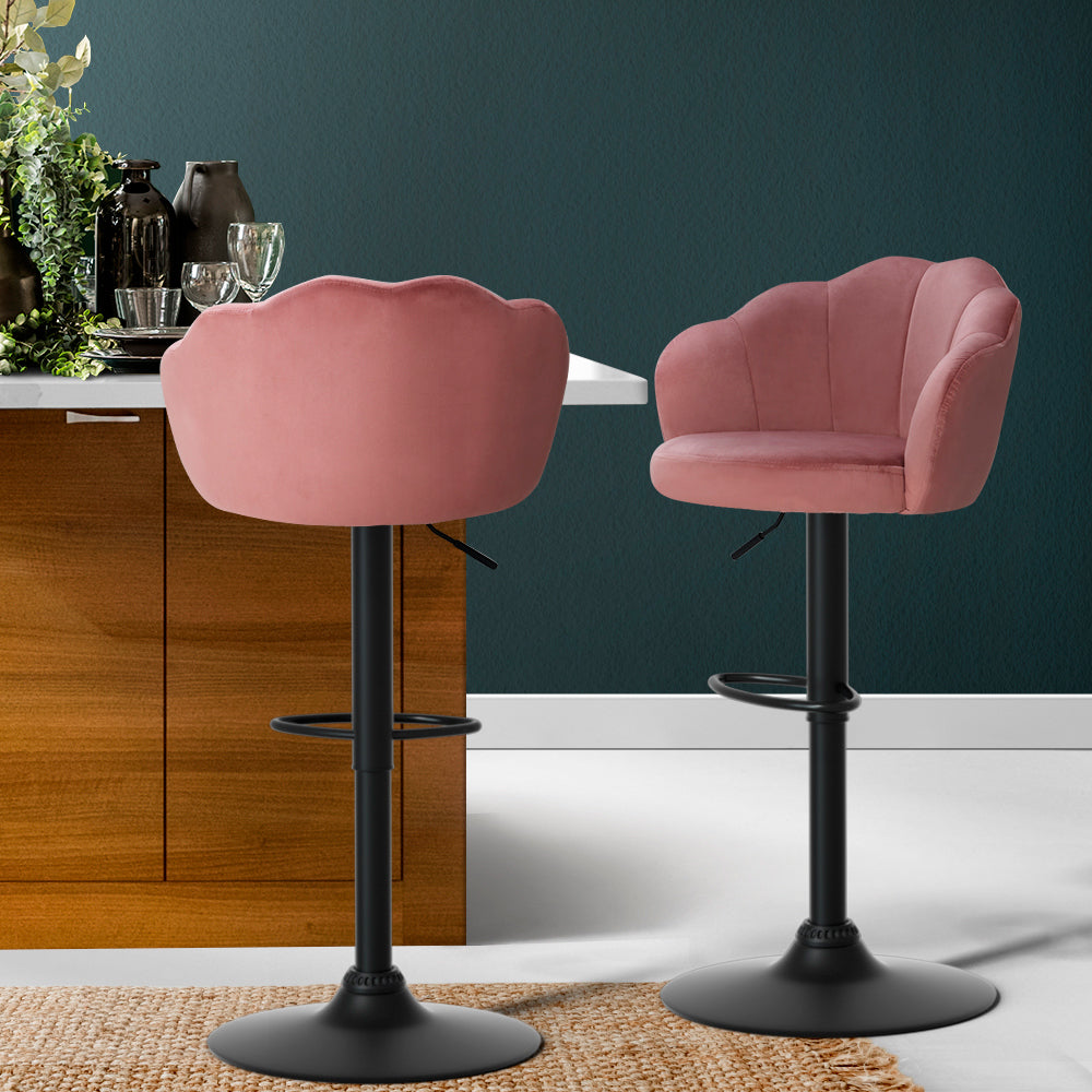 Artiss 2x Bar Stools Gas Lift Velvet