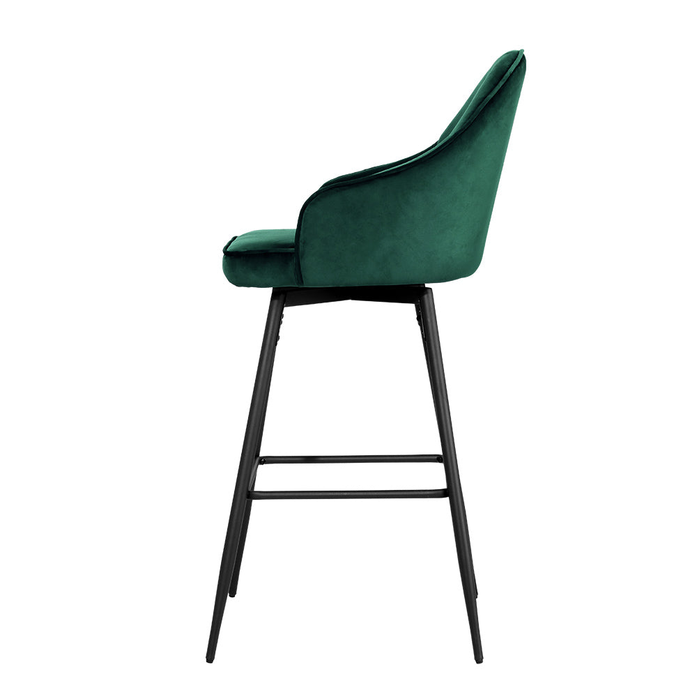 Artiss 2x Bar Stools Velvet Swivel Metal Legs