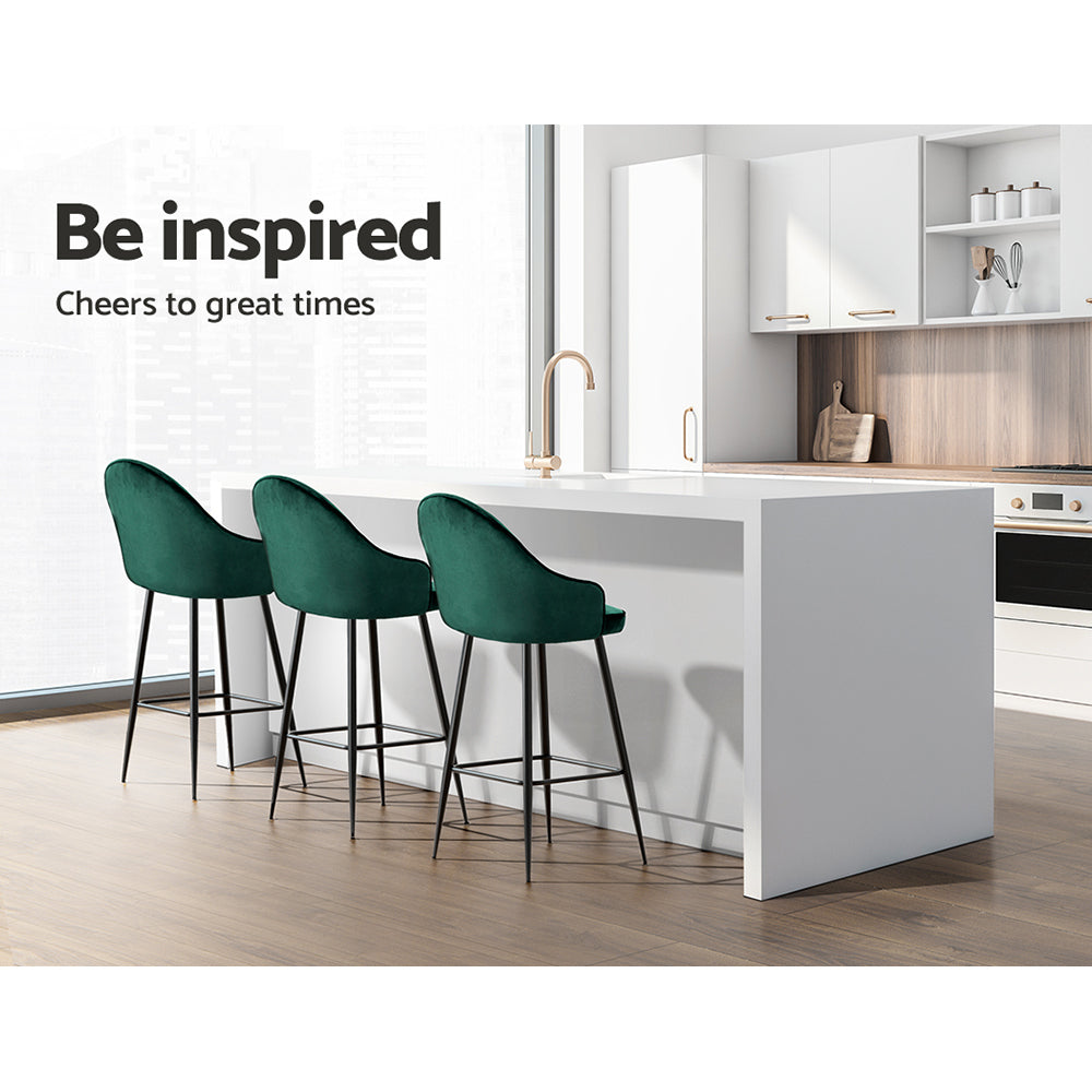 Artiss 2x Bar Stools Velvet Swivel Metal Legs