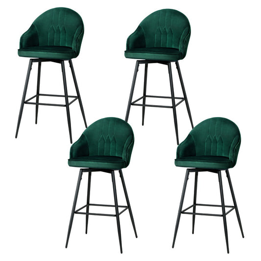 Artiss 4x Bar Stools Velvet Swivel Metal Legs