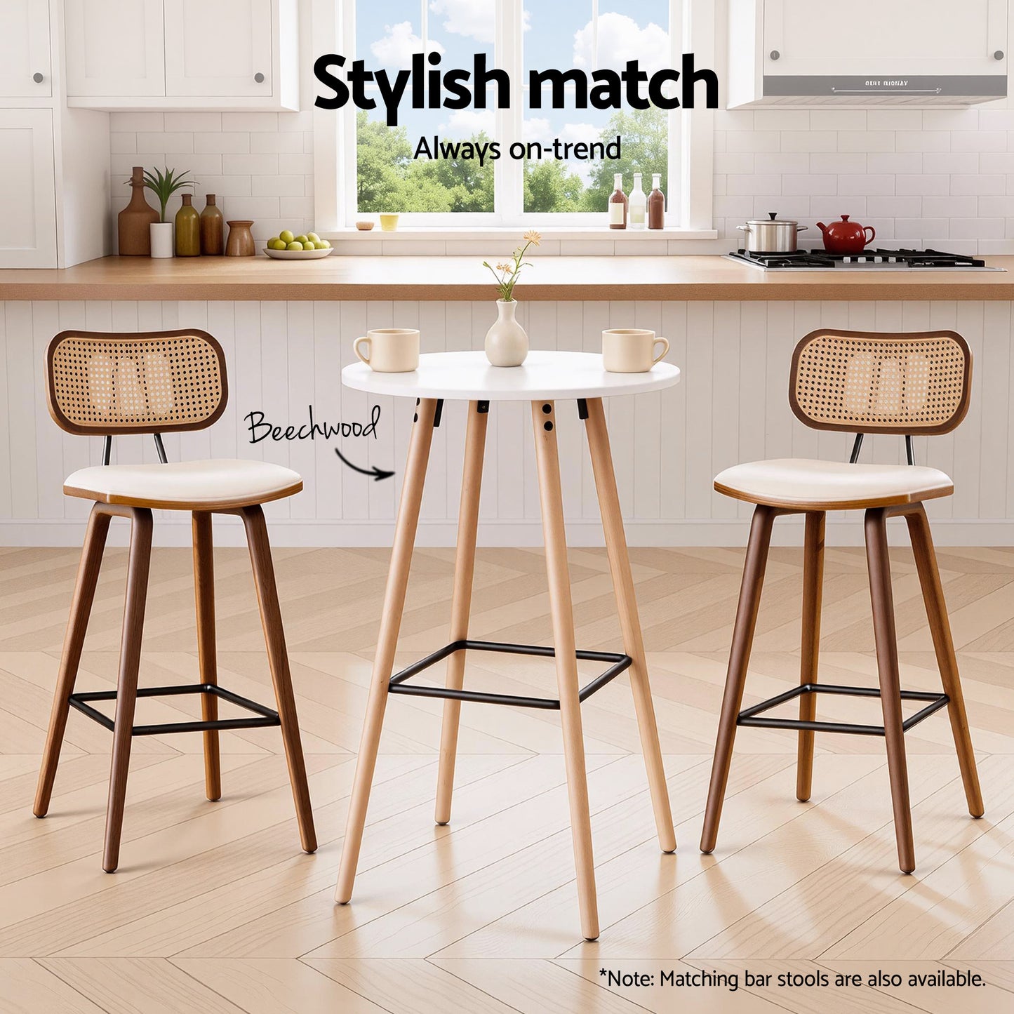 Round Bar Table – White Wood, 98cm Height