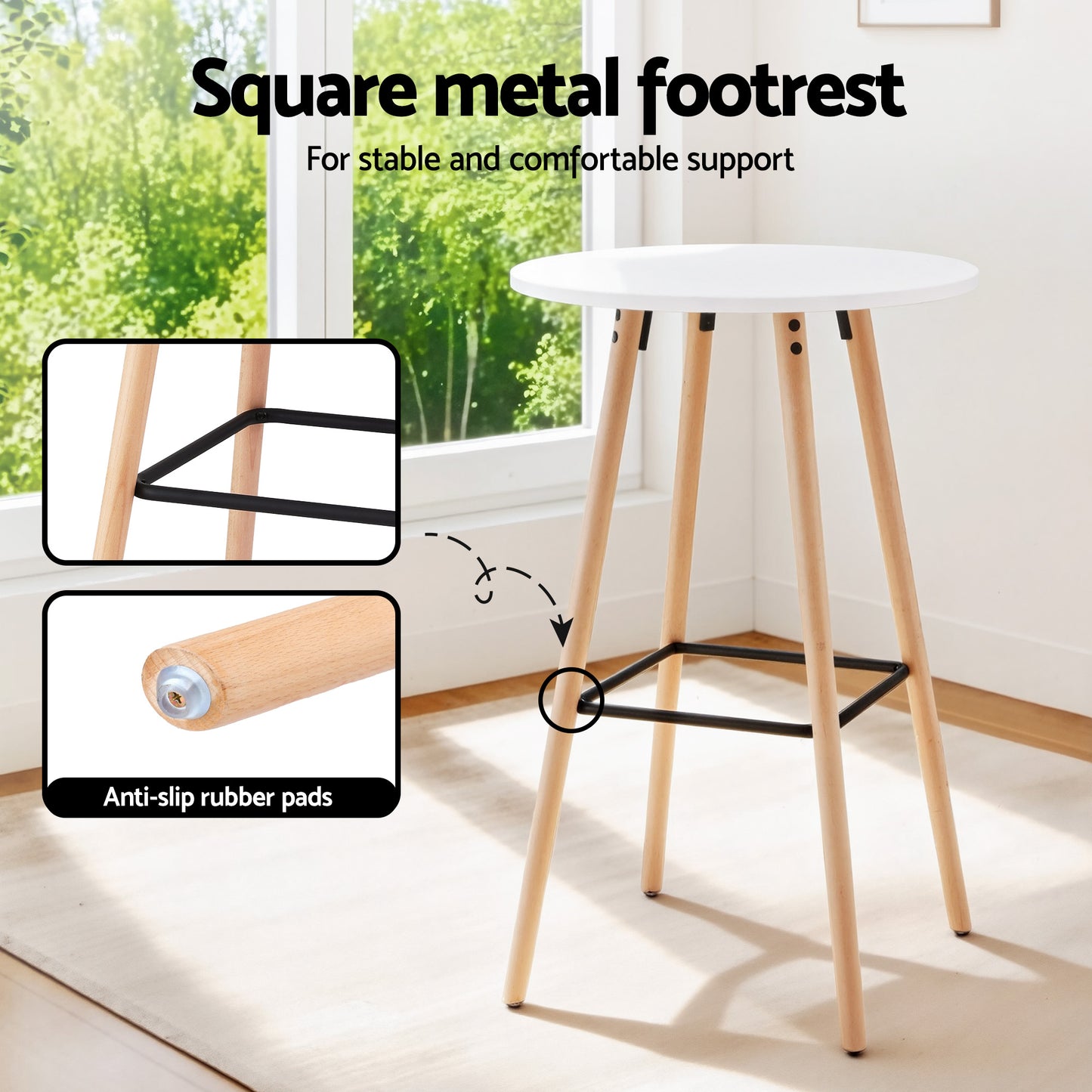 Round Bar Table – White Wood, 98cm Height