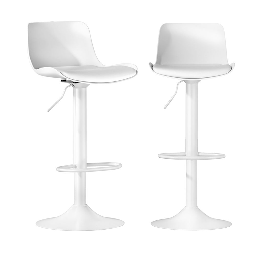 TWSC Bar Stools Kitchen Swivel Gas Lift Stool Leather Dining Chairs White x2