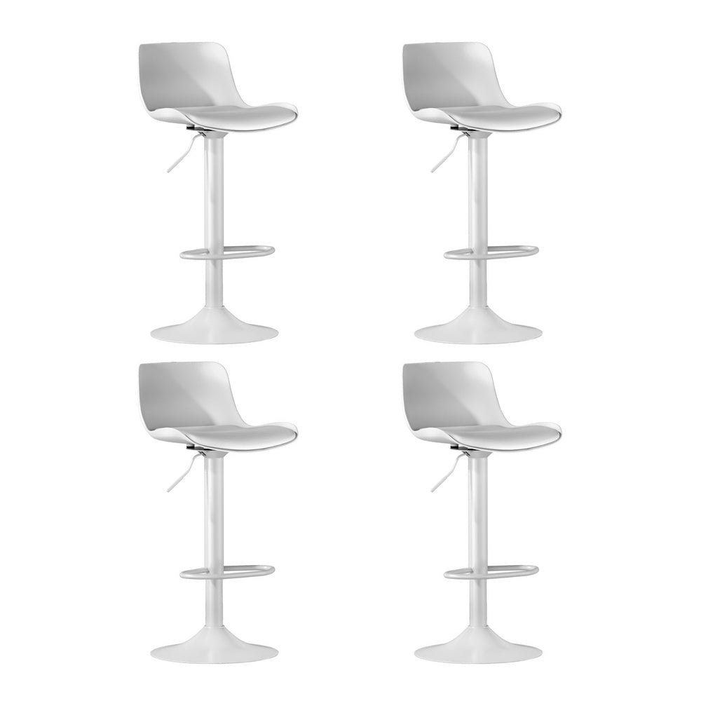 4x TWSC Bar Stools Kitchen Swivel Gas Lift Stool Leather Dining Chairs White