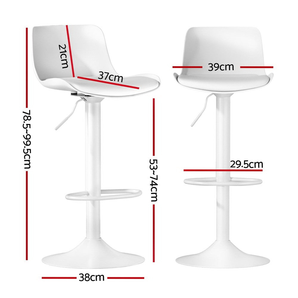 4x TWSC Bar Stools Kitchen Swivel Gas Lift Stool Leather Dining Chairs White