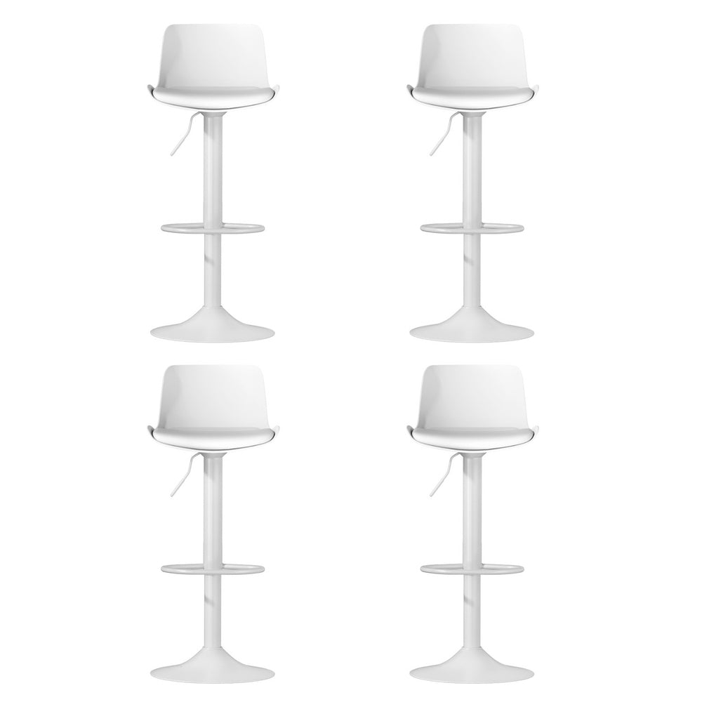 4x TWSC Bar Stools Kitchen Swivel Gas Lift Stool Leather Dining Chairs White