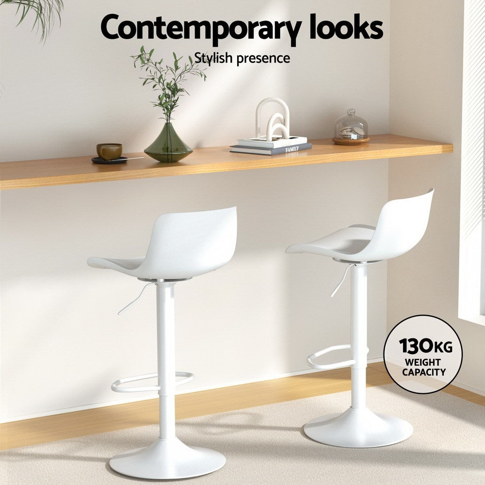 4x TWSC Bar Stools Kitchen Swivel Gas Lift Stool Leather Dining Chairs White
