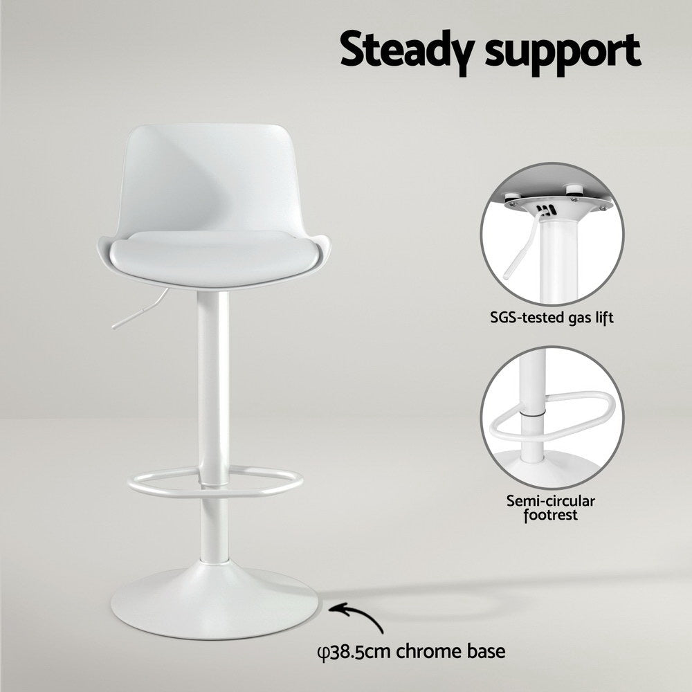 4x TWSC Bar Stools Kitchen Swivel Gas Lift Stool Leather Dining Chairs White