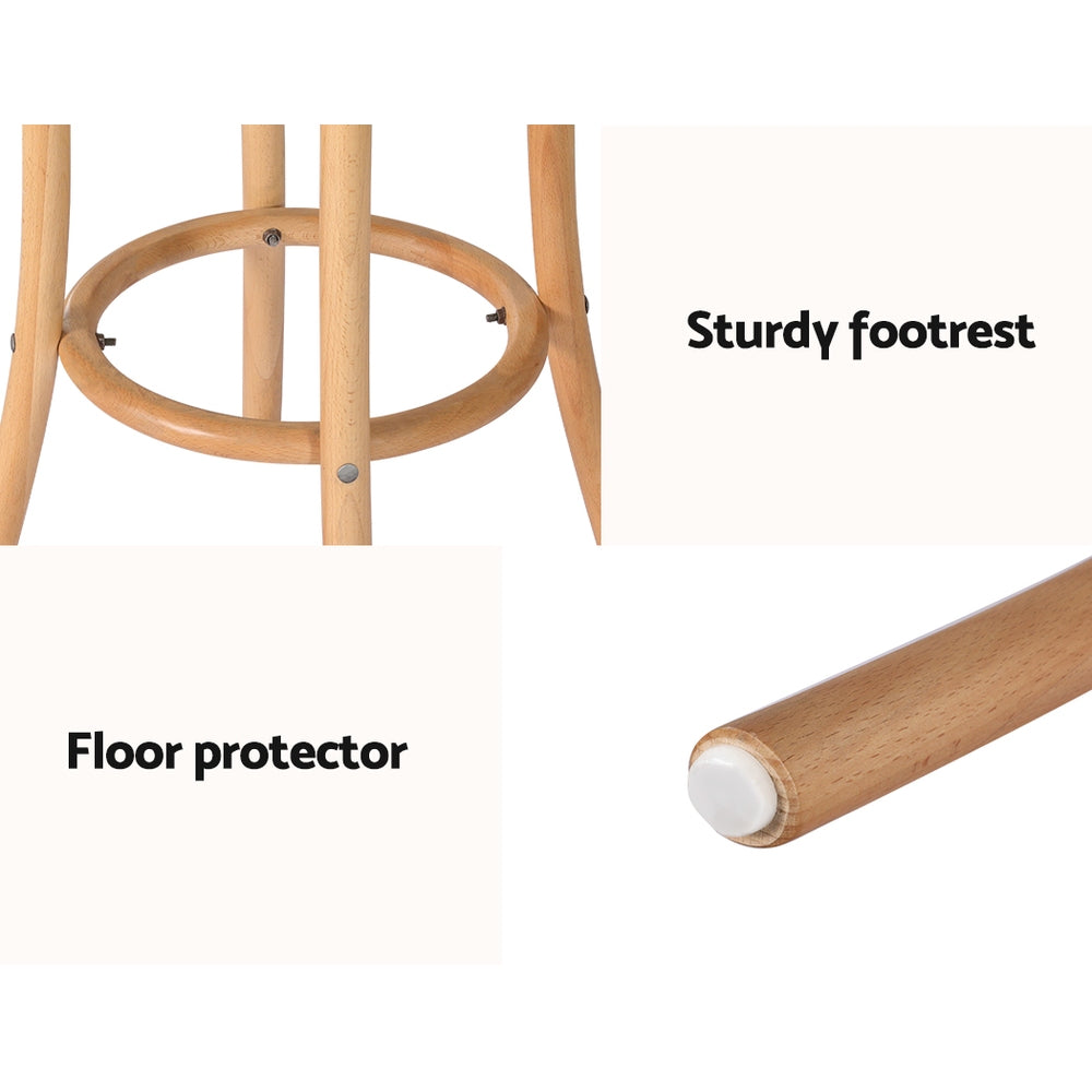 TWSC 2x Bar Stoosl Rattan Seat Wooden