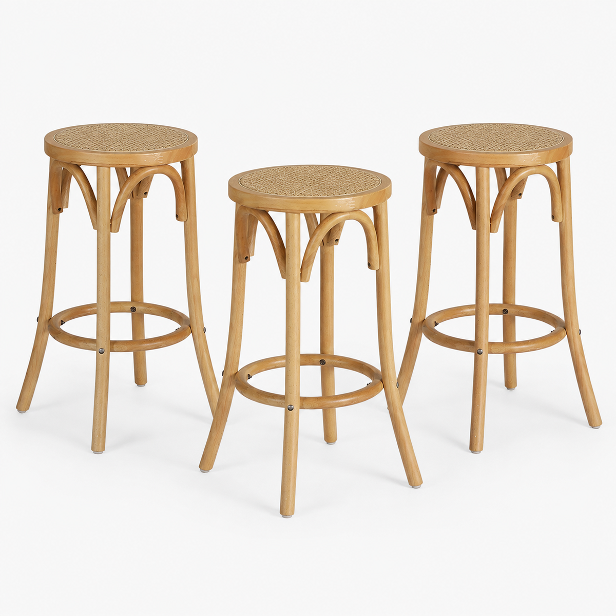 TWSC Bar Stools Set of 3 Kitchen Wooden Bar Stool Dining Chair 65cm
