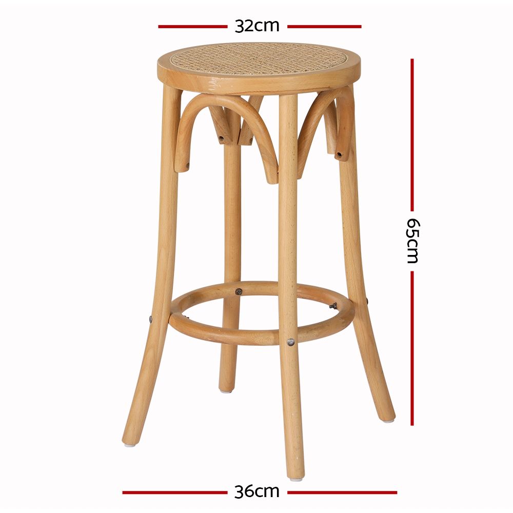 TWSC Bar Stools Set of 3 Kitchen Wooden Bar Stool Dining Chair 65cm
