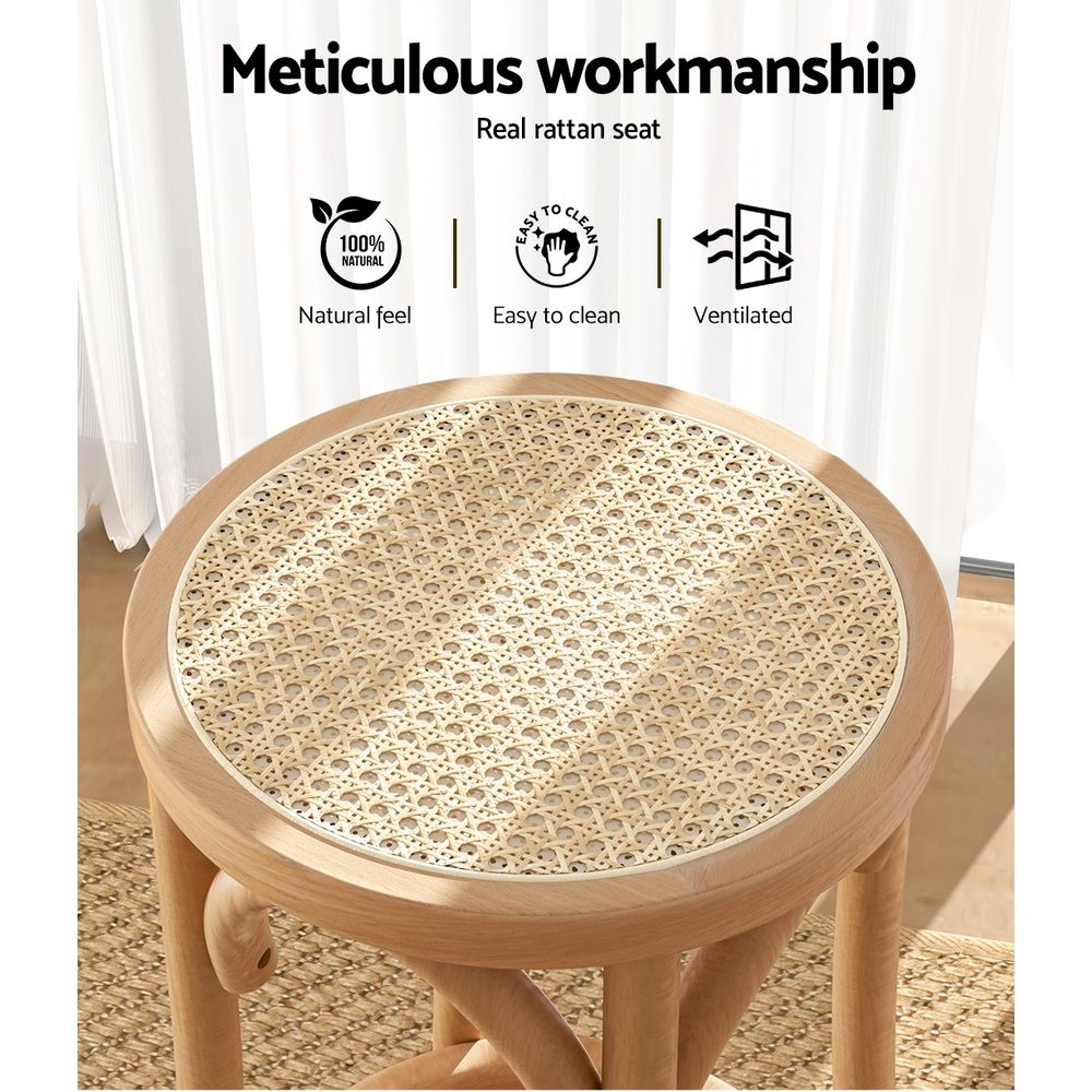 TWSC Bar Stools Set of 3 Kitchen Wooden Bar Stool Dining Chair 65cm