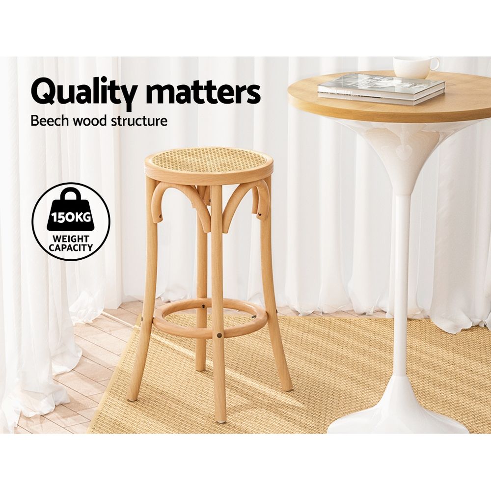 TWSC Bar Stools Set of 3 Kitchen Wooden Bar Stool Dining Chair 65cm