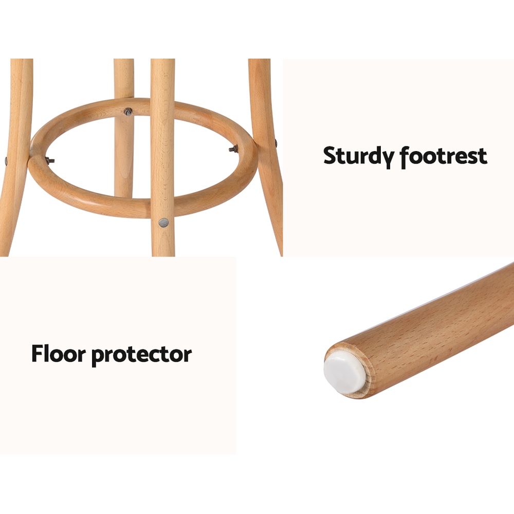 TWSC Bar Stools Set of 3 Kitchen Wooden Bar Stool Dining Chair 65cm