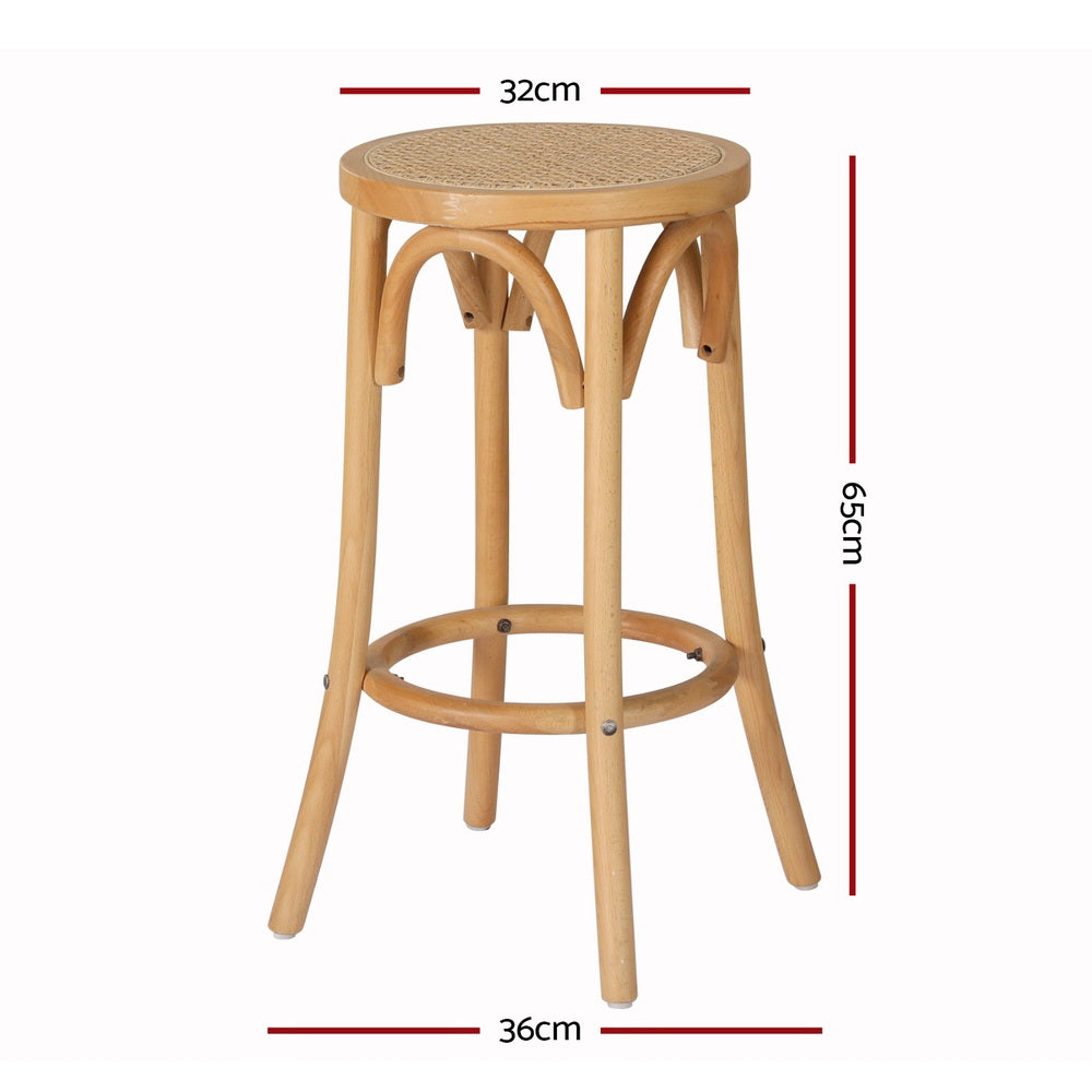 TWSC 4x Bar Stoosl Rattan Seat Wooden
