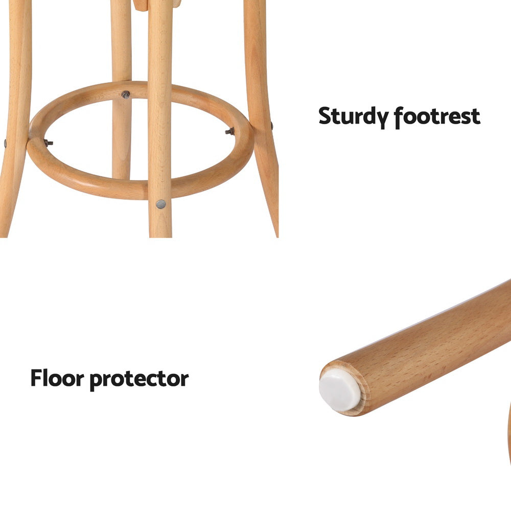 TWSC 4x Bar Stoosl Rattan Seat Wooden