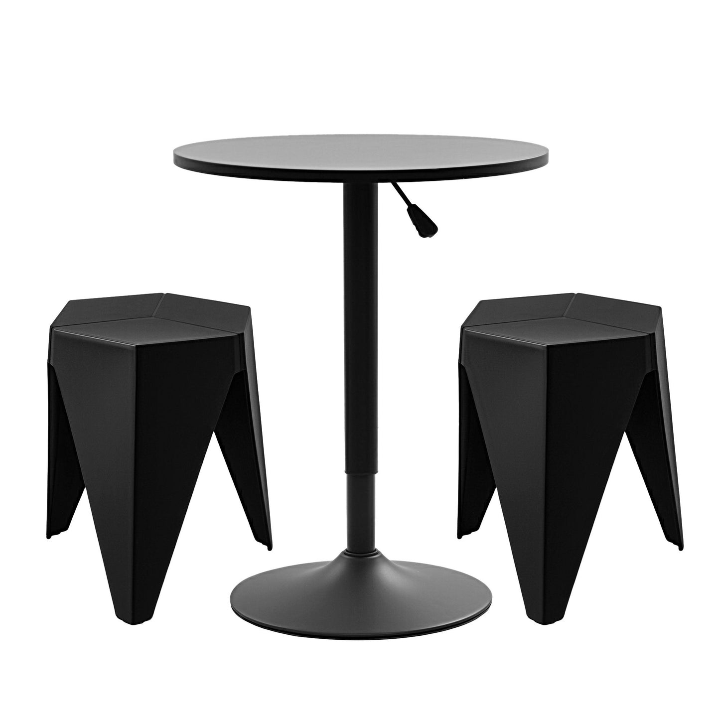TWSC Bar Stools and Table Set 3PCS Dining Desk Kitchen Chairs Cafe Pub Black