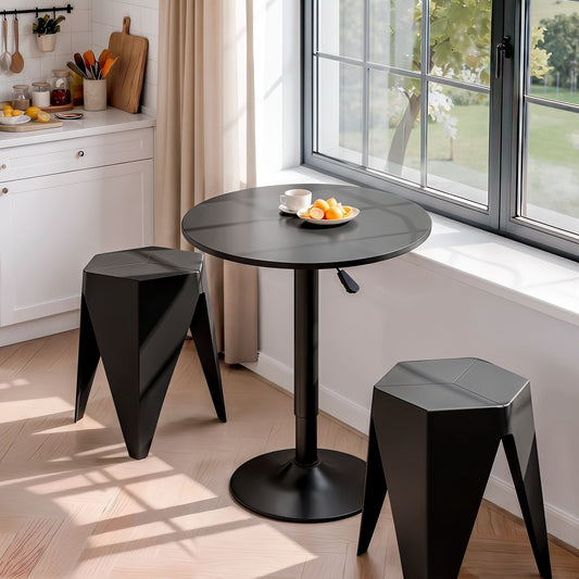TWSC Bar Stools and Table Set 3PCS Dining Desk Kitchen Chairs Cafe Pub Black