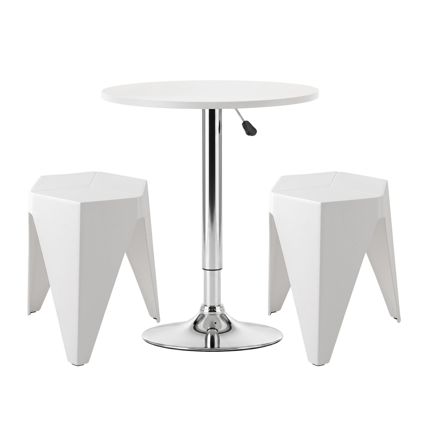 TWSC Bar Stools and Table Set 3PCS Dining Desk Kitchen Chairs Cafe Pub White