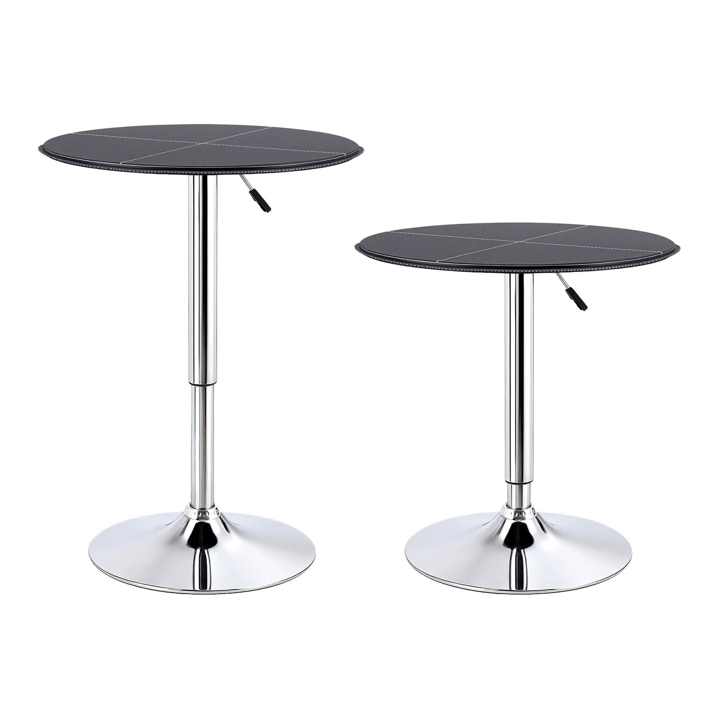TWSC Bar Stools and Table Set 3PCS Dining Desk Kitchen Chair PVC Leather Black