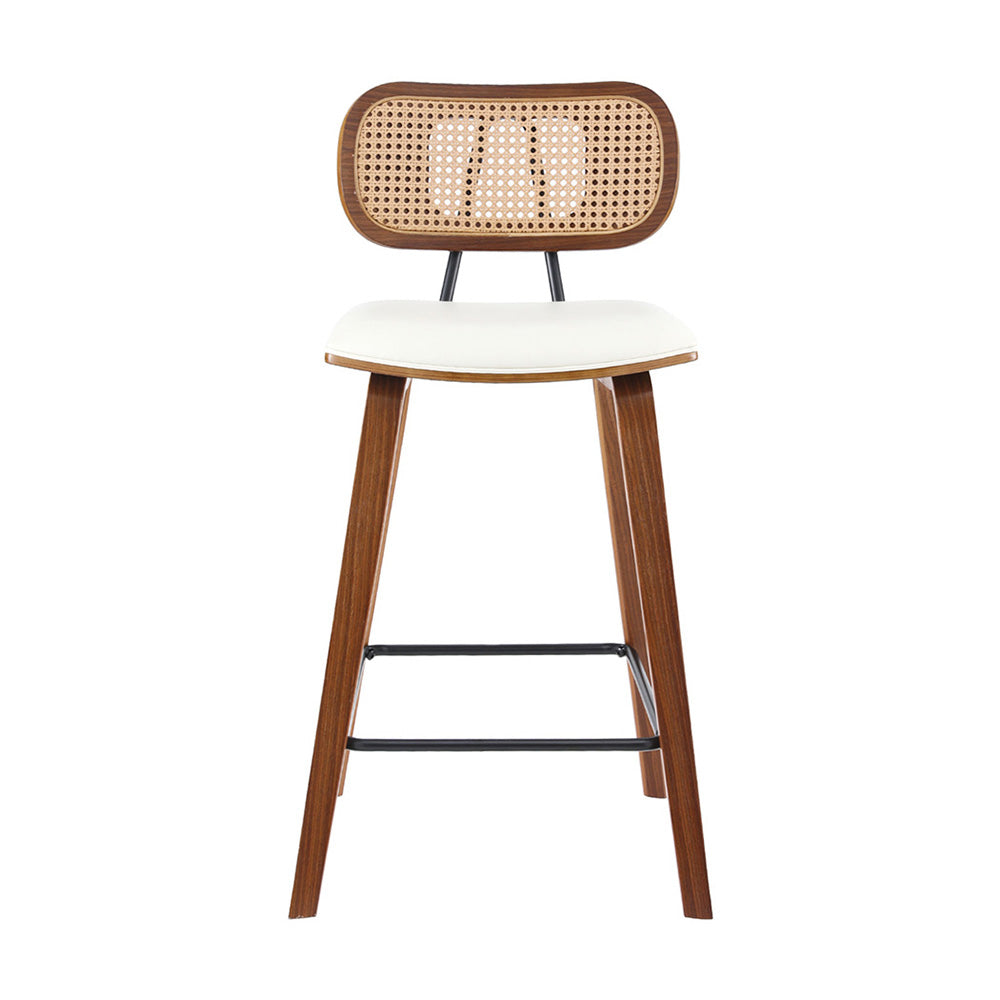4x TWSC Bar Stools Kitchen Counter Rattan Chairs PU Leather Padding