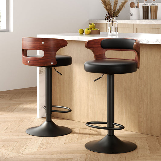 TWSC 2x Bar Stools Gas Lift Faux Leather