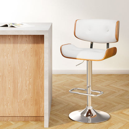 TWSC Bar Stools Gas Lift Leather White
