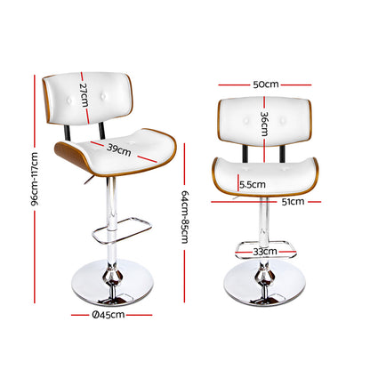 TWSC Bar Stools Gas Lift Leather White