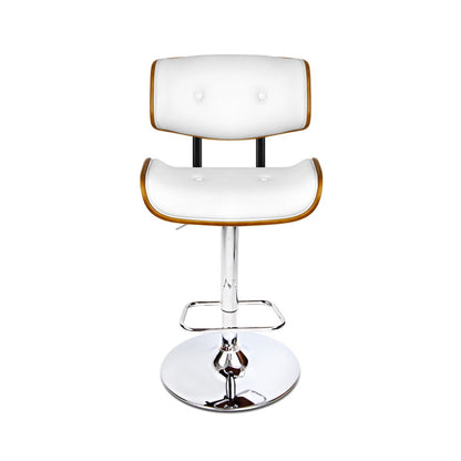 TWSC Bar Stools Gas Lift Leather White