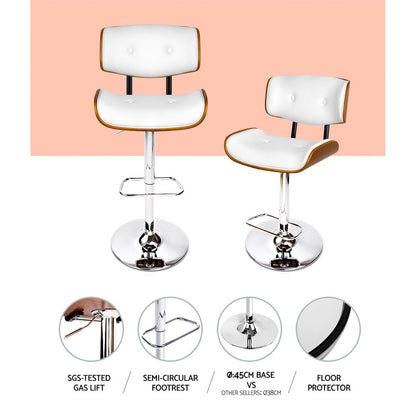 TWSC Bar Stools Gas Lift Leather White