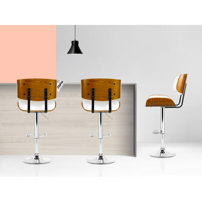 TWSC Bar Stools Gas Lift Leather White