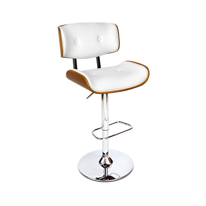 TWSC Bar Stools Gas Lift Leather White