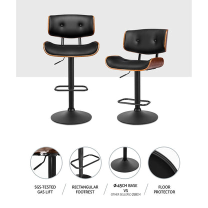 TWSC Bar Stools Gas Lift Leather All Black