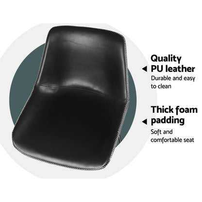 TWSC Bar Stools Kitchen Counter Barstools Leather Metal Chairs Black x2