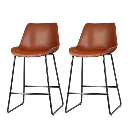 Artiss Bar Stools Kitchen Counter Barstools Leather Metal Chairs x2