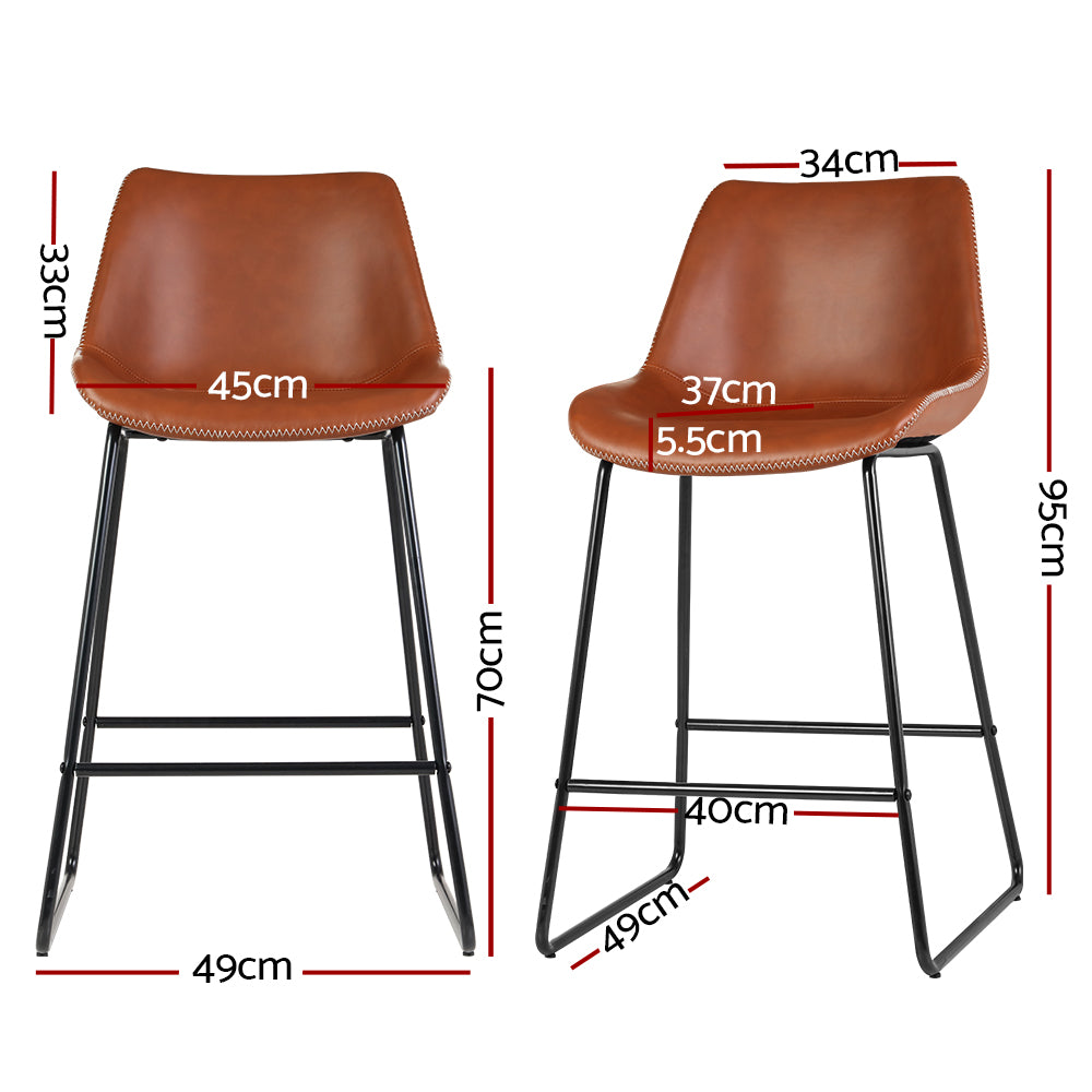 Artiss Bar Stools Kitchen Counter Barstools Leather Metal Chairs x2